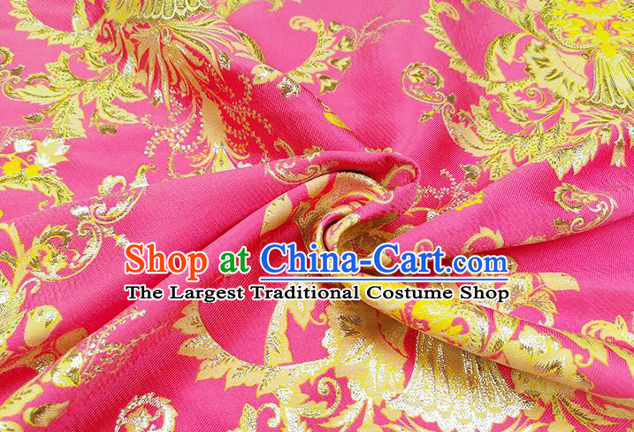 Chinese Classical Pattern Design Pink Brocade Fabric Asian Traditional Hanfu Satin Material