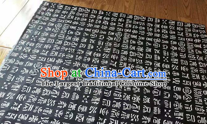 Chinese Classical Oracle Pattern Design Navy Fabric Asian Traditional Hanfu Cloth Material