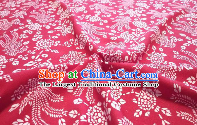 Chinese Classical Phoenix Pattern Design Red Fabric Asian Traditional Hanfu Cloth Material