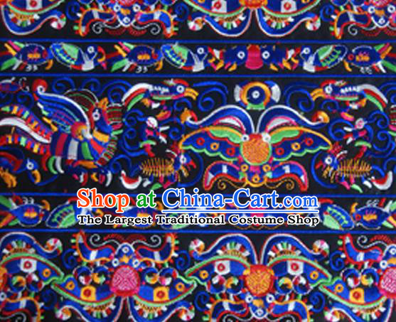 Chinese Traditional Ethnic Embroidered Blue Butterfly Patch Decoration Embroidery Applique Craft Embroidered Triangle Accessories