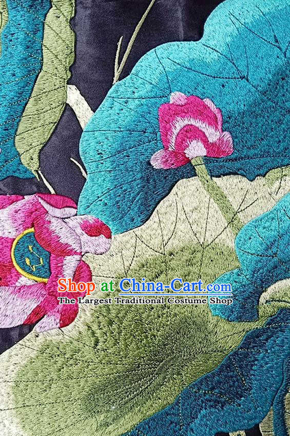 Chinese Traditional Embroidered Lotus Dragonfly Patch Decoration Embroidery Applique Craft Embroidered Accessories
