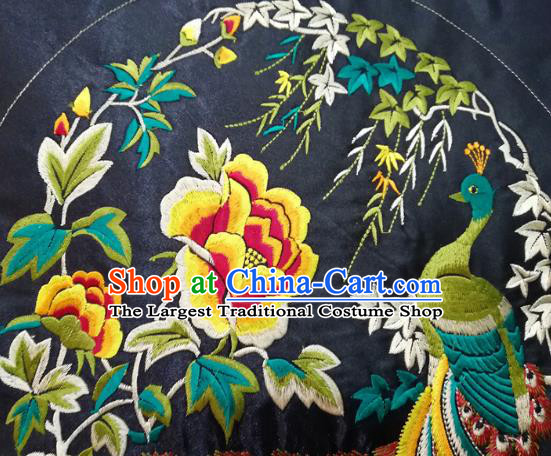 Chinese Traditional Embroidered Peacock Peony Pattern Cloth Patch Decoration Embroidery Craft Embroidered Accessories