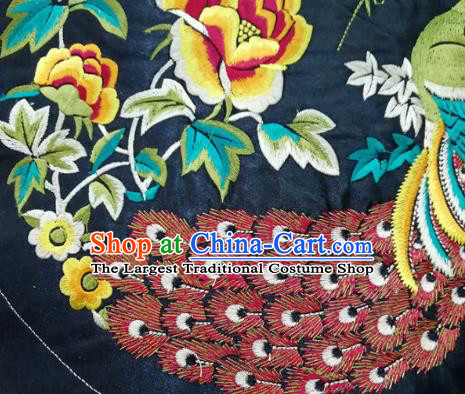 Chinese Traditional Embroidered Peacock Peony Pattern Cloth Patch Decoration Embroidery Craft Embroidered Accessories