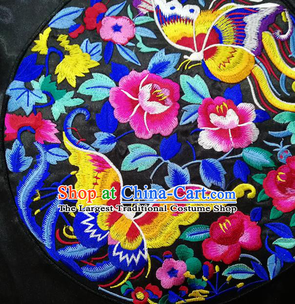 Chinese Traditional Embroidered Flowers Butterfly Pattern Cloth Patch Decoration Embroidery Craft Embroidered Accessories