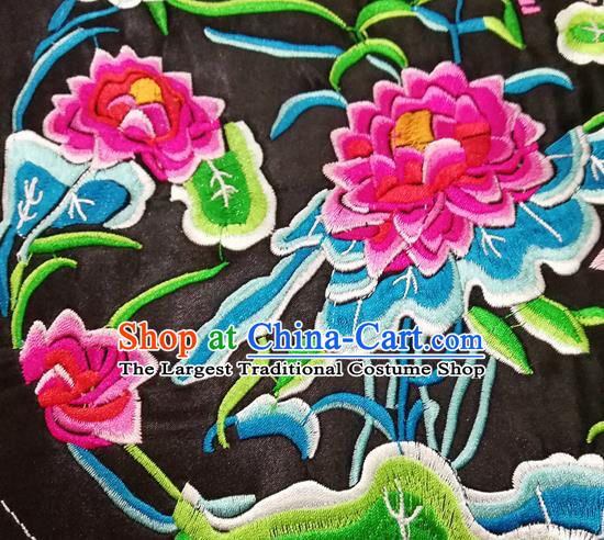 Chinese Traditional Embroidered Lotus Butterfly Pattern Cloth Patch Decoration Embroidery Craft Embroidered Accessories
