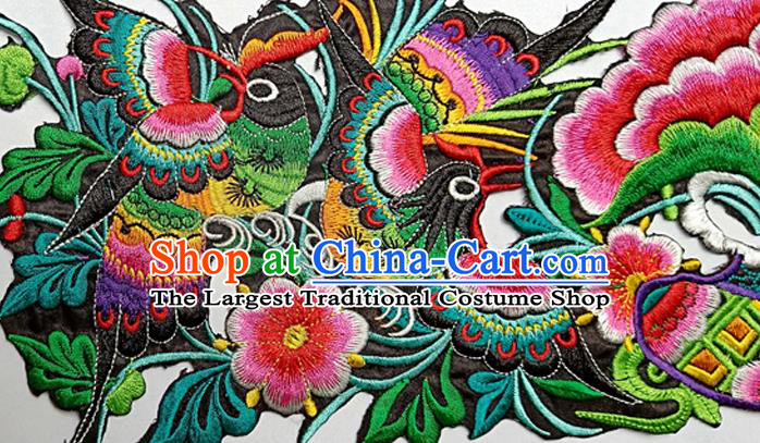 Chinese Traditional Embroidered Pine Birds Pattern Patch Decoration Embroidery Craft Embroidered Accessories