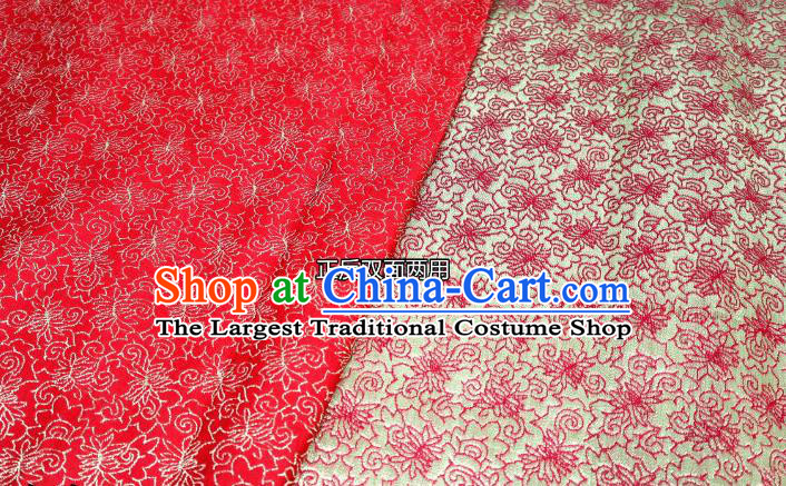 Chinese Classical Sesame Flower Pattern Design Red Brocade Fabric Asian Traditional Tapestry Material DIY Satin Cloth Damask