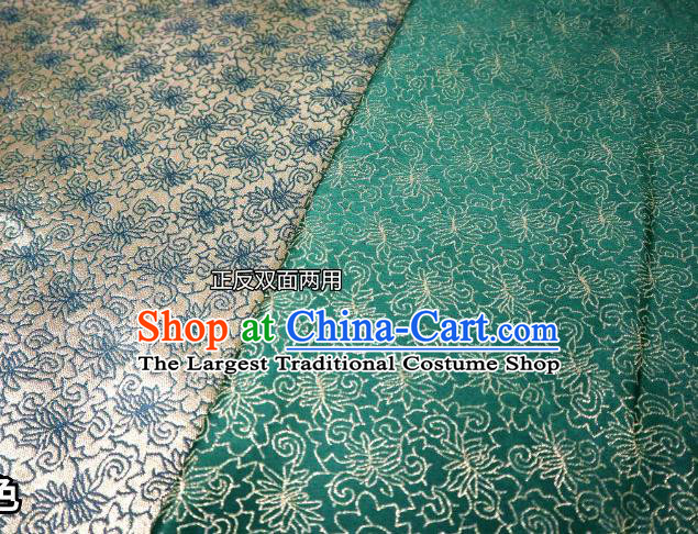 Chinese Classical Sesame Flower Pattern Design Green Brocade Fabric Asian Traditional Tapestry Material DIY Satin Cloth Damask
