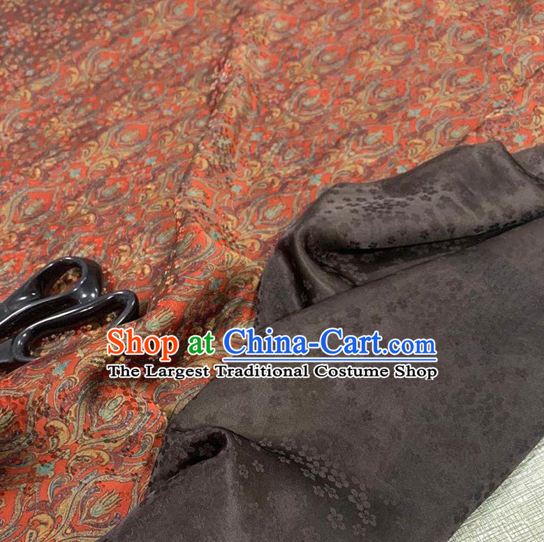 Chinese Classical Pattern Rust Red Watered Gauze Asian Top Quality Silk Material Cloth Hanfu Dress Fabric