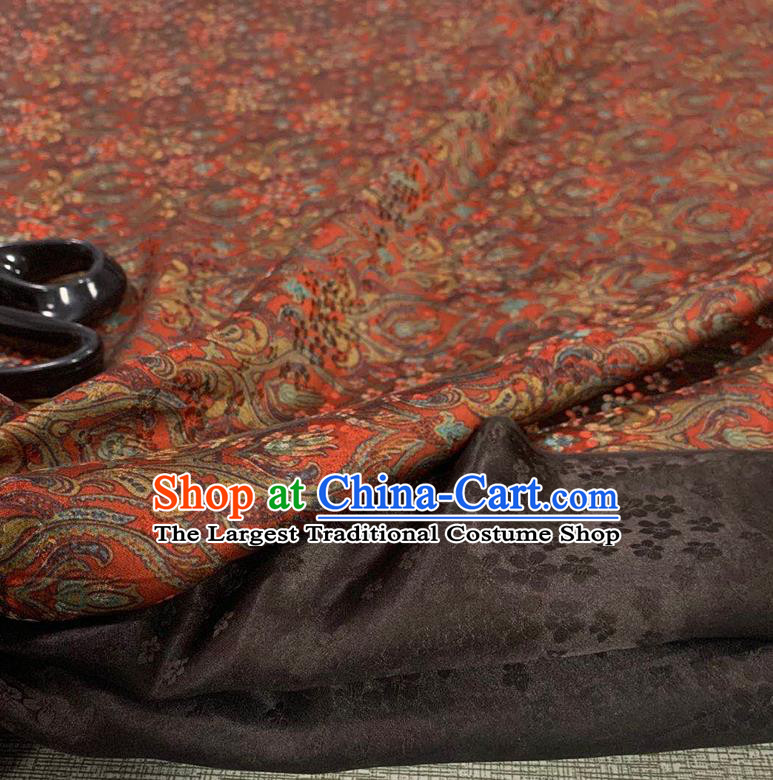 Chinese Classical Pattern Rust Red Watered Gauze Asian Top Quality Silk Material Cloth Hanfu Dress Fabric