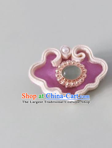 Chinese Classical Chrysoprase Brooch Traditional Hanfu Cheongsam Accessories Handmade Pink Breastpin for Women