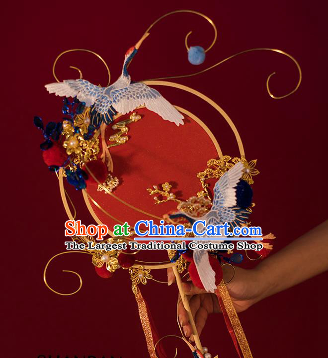 Top Grade Chinese Classical Wedding Fan Accessories Handmade Ancient Bride Embroidered Round Fans for Women
