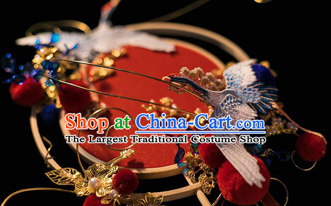 Top Grade Chinese Classical Wedding Fan Accessories Handmade Ancient Bride Embroidered Round Fans for Women