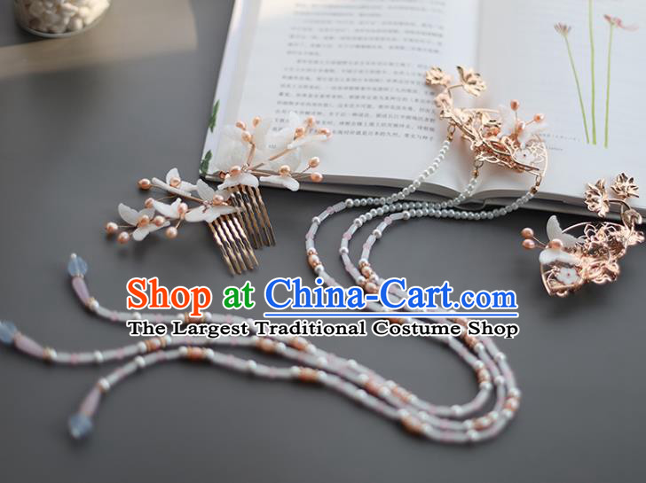 Chinese Classical Hair Combs Traditional Hanfu Hair Accessories Handmade Tassel Hairpins Complete Set