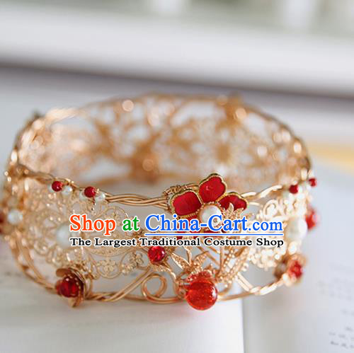 Chinese Classical Wedding Hair Crown Traditional Hanfu Hair Accessories Handmade Bride Tassel Hairpins Complete Set