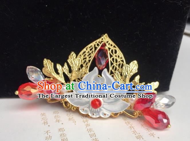 Chinese Classical Wedding Shell Lotus Hair Crown Handmade Traditional Bride Hair Accessories Hairpins