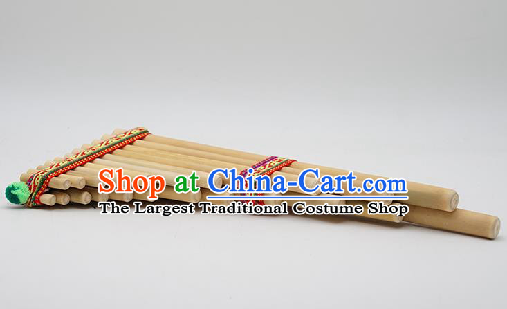 Peru Traditional Musical Instruments Indian Religious Double Row Panpipe Wind Instrument  Scale Pan Flute