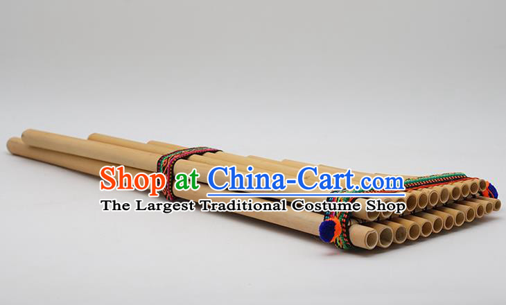 Peru Traditional Musical Instruments Indian Religious Double Row Panpipe Wind Instrument  Scale Pan Flute