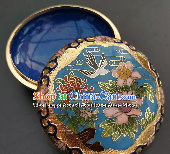 Chinese Traditional Cloisonne Peony Pattern Rouge Box Handmade Brass Craft Miao Enamel Inkpad Box Accessories