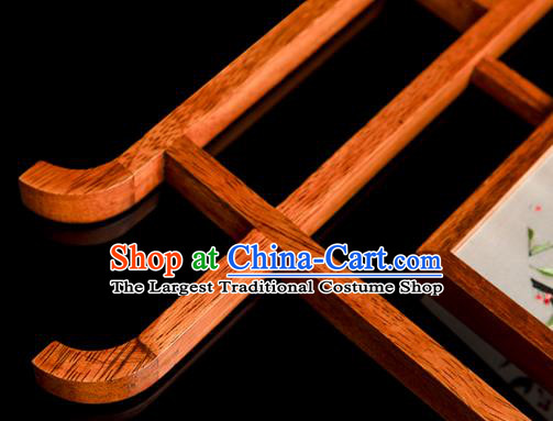 Chinese Traditional Hunan Embroidery Begonia Table Screen Double Side Embroidered Desk Lamp Handmade Merbau Craft