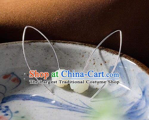 Top Chinese Classical Ear Jewelry Accessories Cheongsam Jade Lotus Earrings
