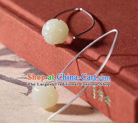 Top Chinese Classical Ear Jewelry Accessories Cheongsam Jade Lotus Earrings