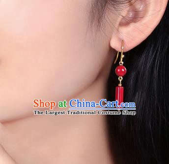 Chinese Classical Red Ear Accessories Traditional Cheongsam Earrings