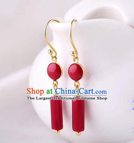Chinese Classical Red Ear Accessories Traditional Cheongsam Earrings