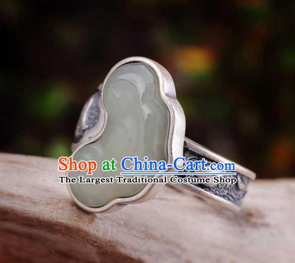 China Classical Cheongsam Jade Ring Accessories Traditional Silver Circlet Jewelry