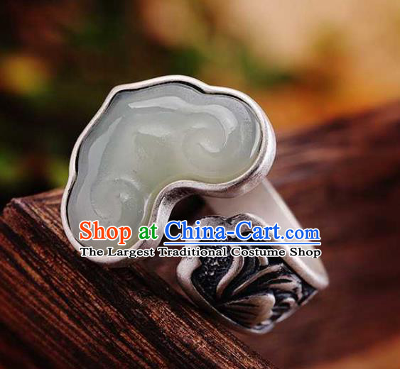 China Classical Cheongsam Jade Ring Accessories Traditional Silver Circlet Jewelry