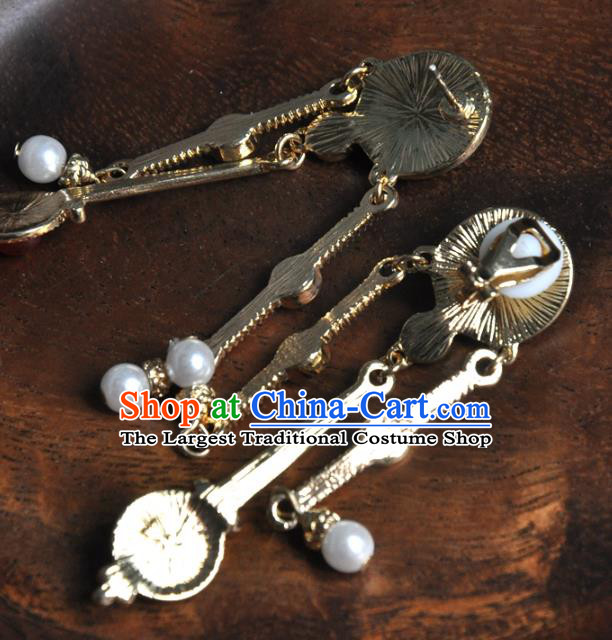 Chinese Traditional Qing Dynasty Gems Earrings Classical Cheongsam Ear Accessories