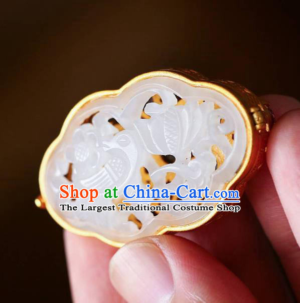 Chinese Classical Gems Necklace Accessories Handmade National Golden Sachet Pendant