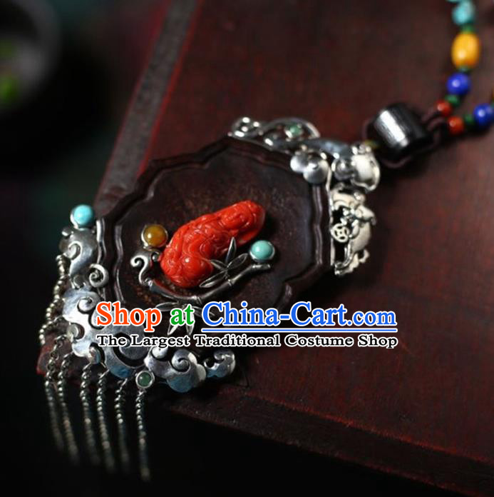 Chinese National Classical Necklace Accessories Handmade Retro Silver Tassel Necklet Pendant