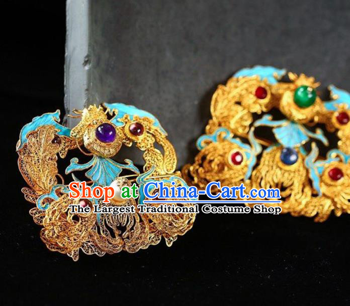 Chinese National Classical Filigree Brooch Accessories Handmade Amethyst Necklet Pendant