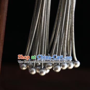 Handmade Chinese Eardrop Classical Cheongsam Earrings Accessories Traditional Silver Bells Tassel Ear Jewelry