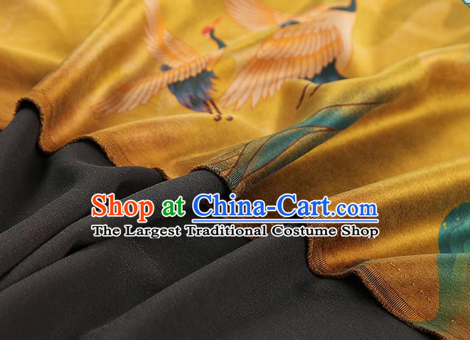 Chinese Classical Cranes Pattern Golden Brocade Drapery Traditional Qipao Dress Silk Tapestry Fabric