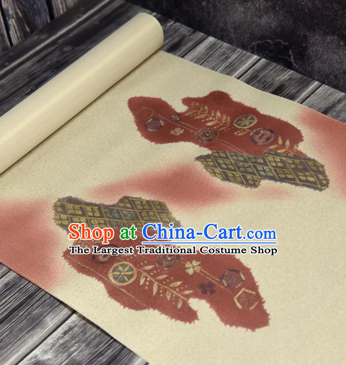 Traditional Japanese Embroidered Pattern Silk Fabric Asian Japan Kimono Classical Belt Brocade Material