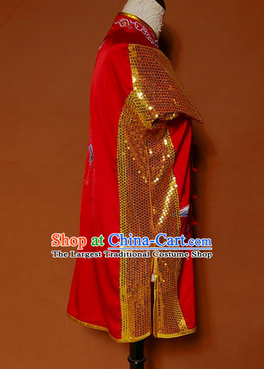 China Wu Shu Chang Boxing Embroidered Red Suits Kung Fu Uniforms Martial Arts Competition Garment Costumes