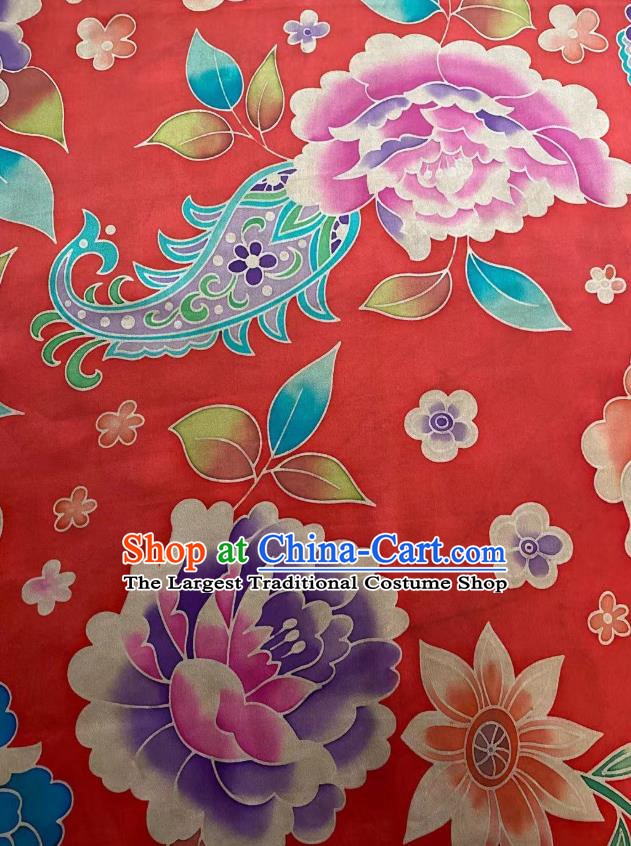 Chinese Silk Fabric Classical Pattern Brocade Red Satin Cloth Traditional Cheongsam Jacquard Drapery