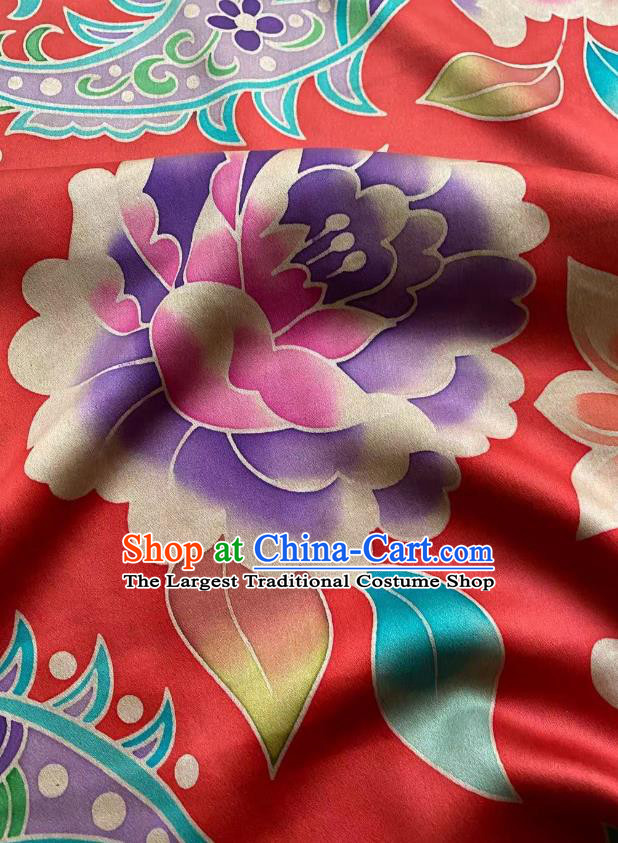 Chinese Silk Fabric Classical Pattern Brocade Red Satin Cloth Traditional Cheongsam Jacquard Drapery