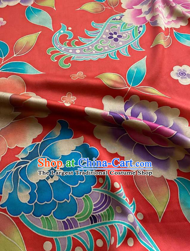 Chinese Silk Fabric Classical Pattern Brocade Red Satin Cloth Traditional Cheongsam Jacquard Drapery