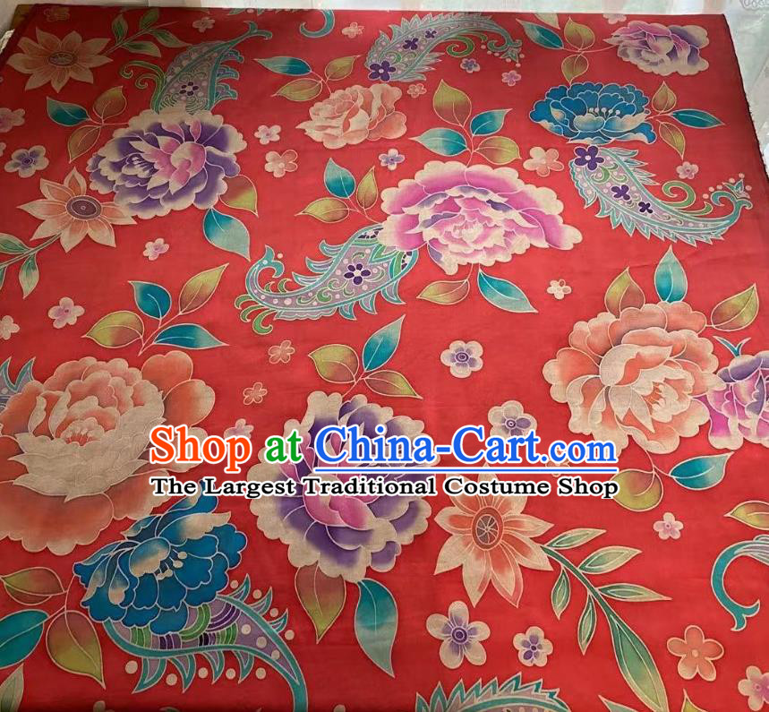 Chinese Silk Fabric Classical Pattern Brocade Red Satin Cloth Traditional Cheongsam Jacquard Drapery
