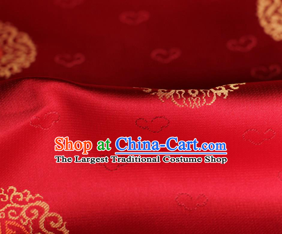 Chinese Traditional Tang Suit Jacquard Drapery Silk Fabric Classical Lucky Pattern Song Brocade Red Tapestry Cloth