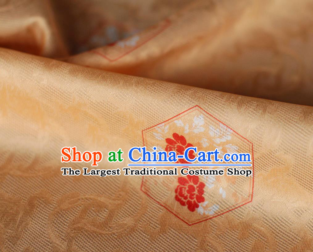 Chinese Jacquard Tapestry Material Traditional Tang Suit Drapery Golden Silk Fabric Classical Clouds Pattern Brocade Cloth