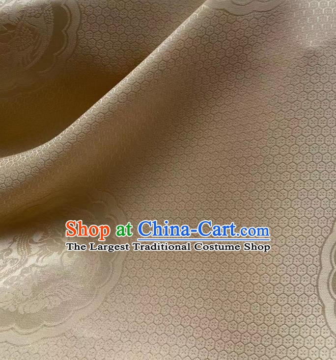 Chinese Jacquard Tapestry Material Traditional Hanfu Dress Drapery Light Golden Silk Fabric Classical Dragon Phoenix Pattern Brocade Cloth