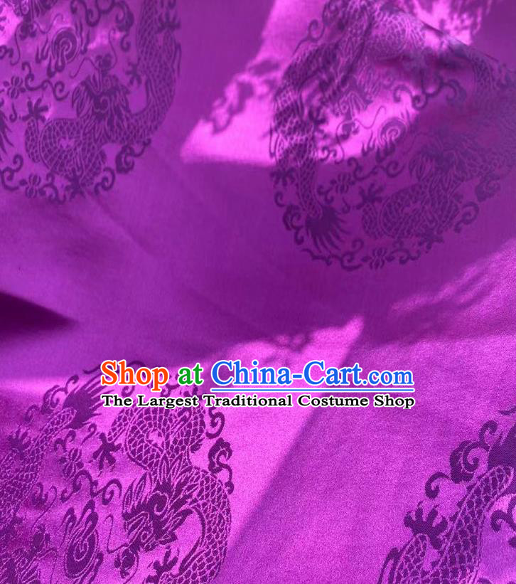 Chinese Silk Fabric Classical Dragons Pattern Purple Brocade Cloth Tapestry Material Traditional Tang Suit Drapery