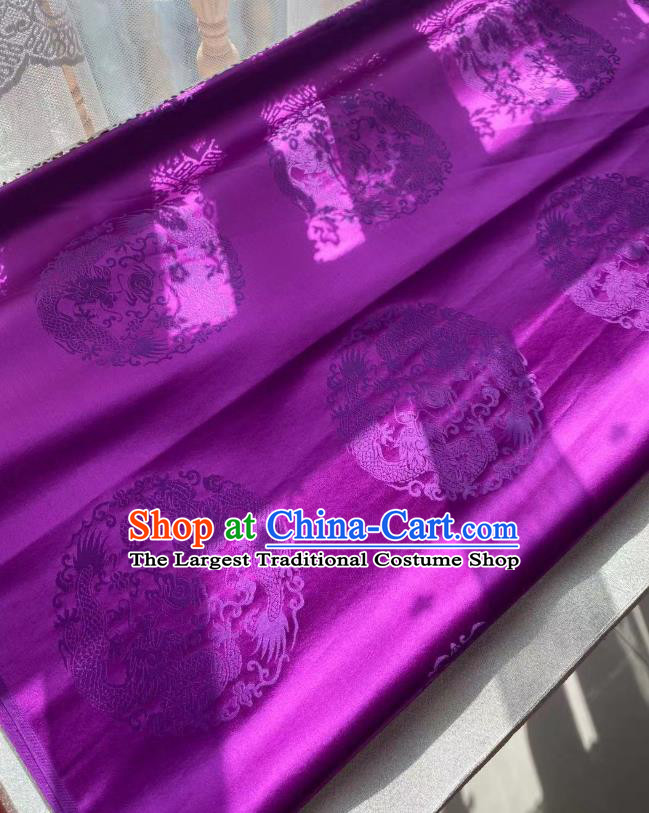Chinese Silk Fabric Classical Dragons Pattern Purple Brocade Cloth Tapestry Material Traditional Tang Suit Drapery