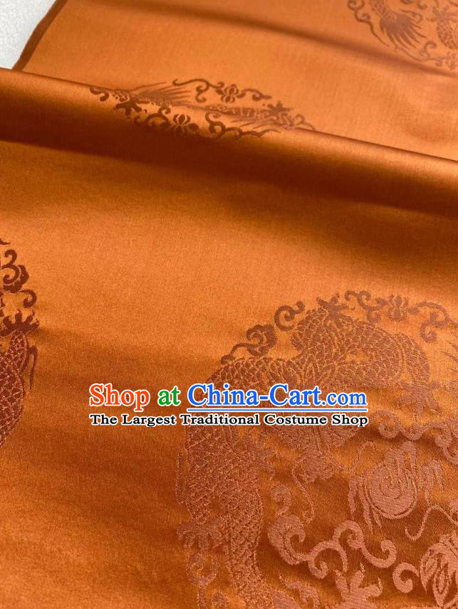 Chinese Traditional Tang Suit Drapery Silk Fabric Classical Dragons Pattern Caramel Brocade Cloth Tapestry Material