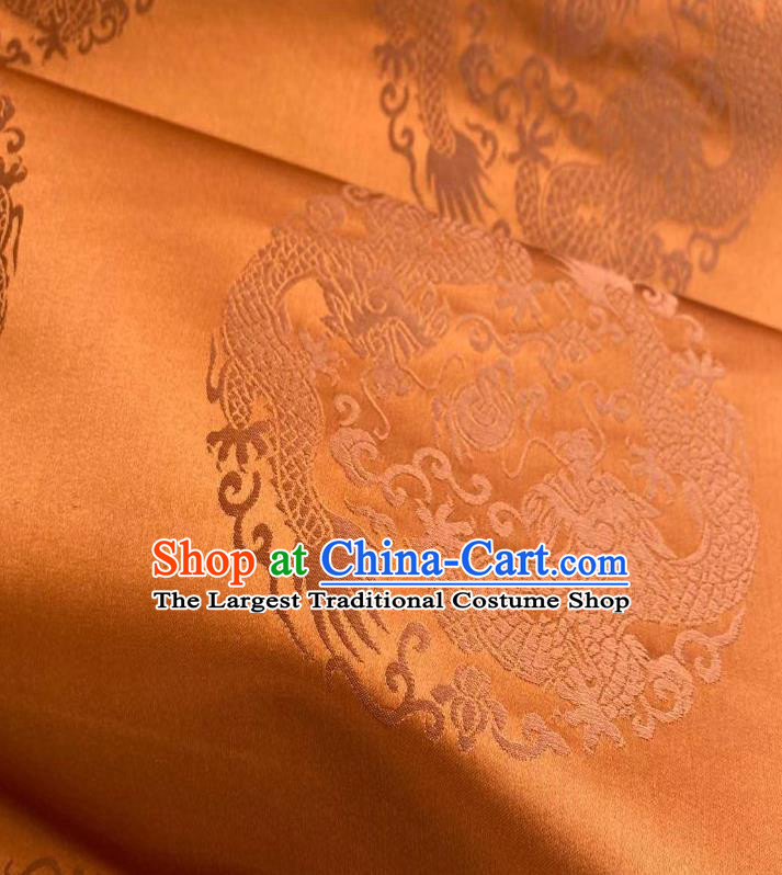 Chinese Traditional Tang Suit Drapery Silk Fabric Classical Dragons Pattern Caramel Brocade Cloth Tapestry Material