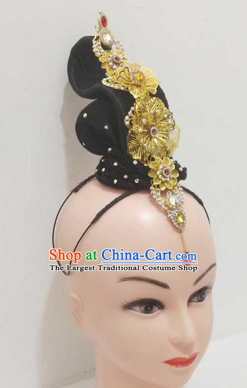 Chinese Classical Dance Hair Clasp Woman Court Dance Hair Accessories Traditional Stage Performance Wigs Chignon